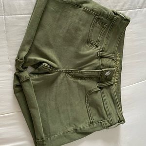 american eagle midi army green jean shorts